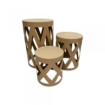 Trio cilindros treliças MDF cru (P,M,G)